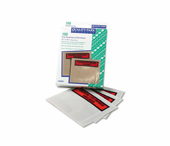 QUA46894 Top-Print Self-Adhesive Packing List Envelope, 5 1/2" x 4 1/2", 100/Box By QUALITY PARK PRODUCTS