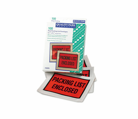QUA46895 Full-Print Self-Adhesive Packing List Envelope, Orange, 5 1/2 x 4 1/2, 100/Box By QUALITY PARK PRODUCTS