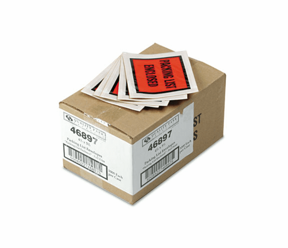 QUA46897 Full-Print Self-Adhesive Packing List Envelope, Orange, 5 1/2 x 4 1/2, 1000/Box By QUALITY PARK PRODUCTS