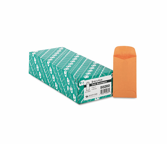 QUA50260 Kraft Coin & Small Parts Envelope, Side Seam, #3, Light Brown, 500/Box By QUALITY PARK PRODUCTS