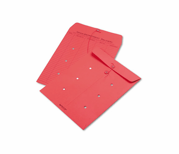 QUA63574 Colored Paper String & Button Interoffice Envelope, 10 x 13, Red, 100/Box By QUALITY PARK PRODUCTS