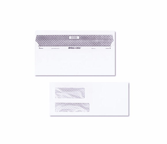 QUA67529 Reveal-N-Seal Double Window Invoice Envelope, Self-Adhesive, White, 500/Box By QUALITY PARK PRODUCTS