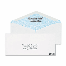QUACO128 Gummed Seal Security Tint Business Envelope, Executive Style,#10, White,500/Box By WESTVACO