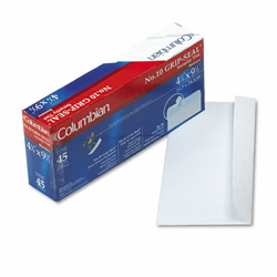 QUACO142 Grip-Seal Security Tint Business Envelopes, Side Seam, #10, White Wove, 45/Box By WESTVACO