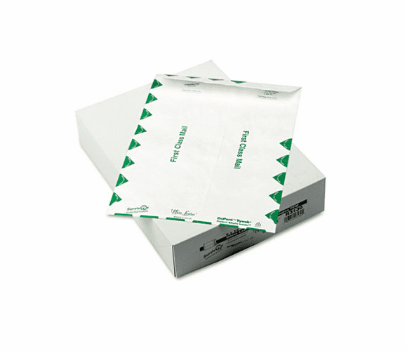 QUAR3130 White Leather Tyvek Mailer, First Class, 9 x 12, White, 100/Box By QUALITY PARK PRODUCTS