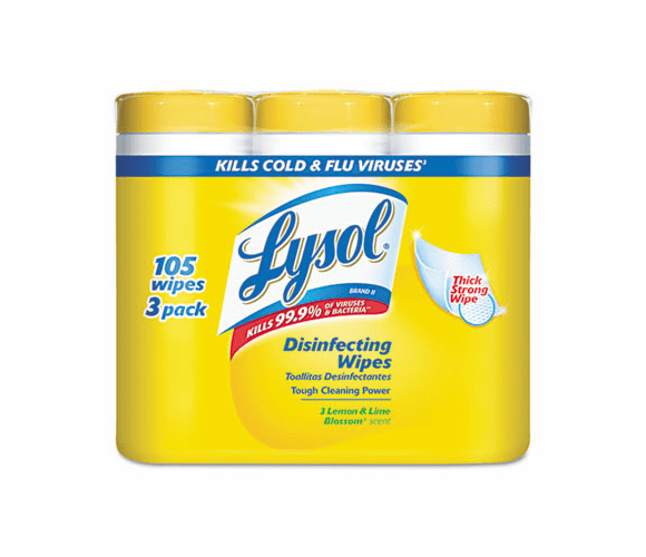 RAC82159 Disinfecting Wipes, 7 x 8, Lemon and Lime Blossom, 35/Canister, 3/Pack By RECKITT BENCKISER
