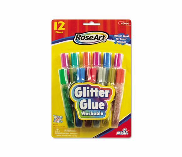RAI40066UA24 Washable Glitter Glue Pens, Assorted, .36 oz Tube, 12/Pack By THE BOARD DUDES