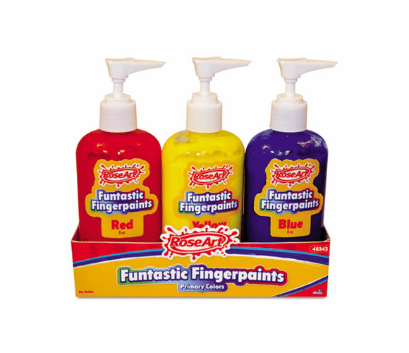 RAI48343UA8 Washable Finger Paint, Blue/Red/Yellow, 8 oz By THE BOARD DUDES