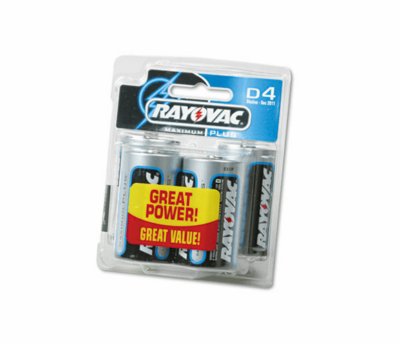 RAY8134 Alkaline Batteries, D, 4/Pack By RAY-O-VAC