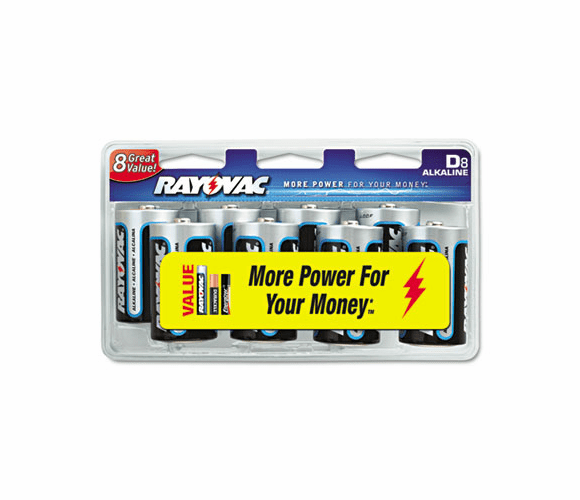 RAY8138CD Alkaline Batteries, D, 8/Pack By RAY-O-VAC