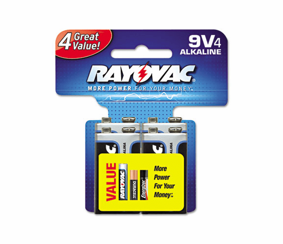 RAYA16044CD Alkaline Batteries, 9V, 4/Pack By RAY-O-VAC