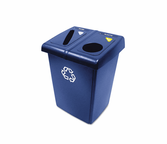 RCP1792339 Glutton Recycling Station, Rectangular, Plastic, 46 gal, Blue By RUBBERMAID COMMERCIAL PROD.