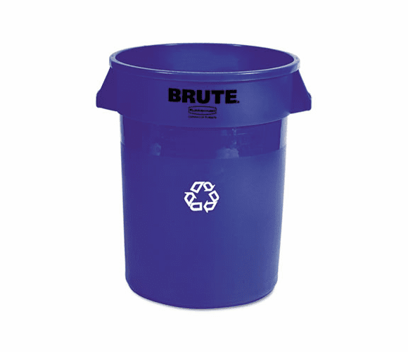 RCP263273BE Brute Recycling Container, Round, Plastic, 32 gal, Blue By RUBBERMAID COMMERCIAL PROD.