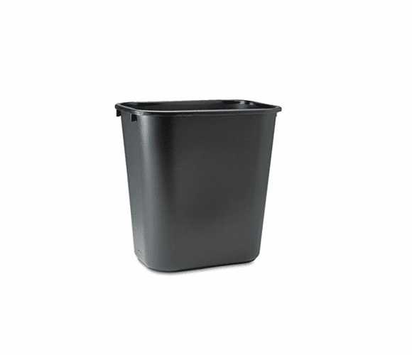 RCP295600BK Deskside Plastic Wastebasket, Rectangular, 7 gal, Black By RUBBERMAID COMMERCIAL PROD.