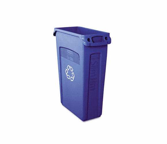 RCP354007BE Slim Jim Recycling Container w/Venting Channels, Plastic, 23 gal, Blue By RUBBERMAID COMMERCIAL PROD.