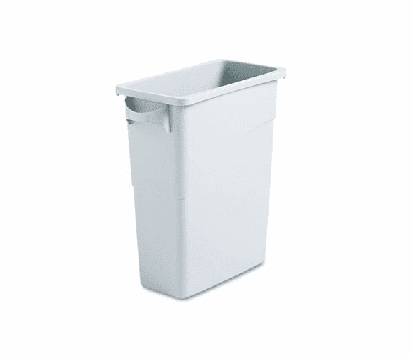 RCP354100GY Slim Jim Waste Container w/Handles, Rectangular, Plastic, 15 7/8 gal, Light Gray By RUBBERMAID COMMERCIAL PROD.