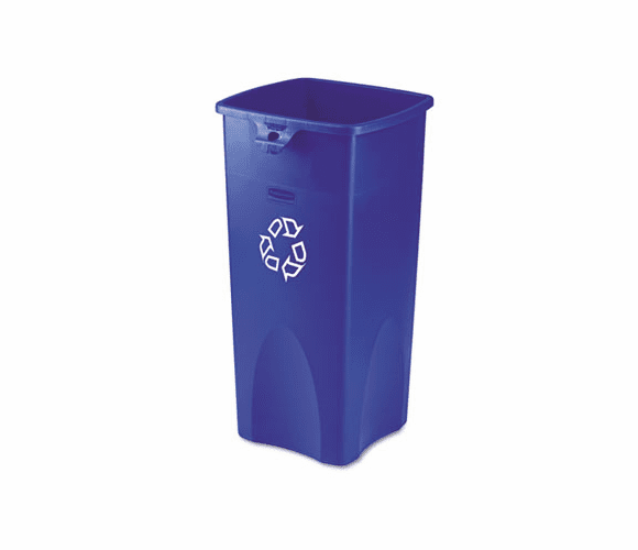 RCP356973BE Untouchable Recycling Container, Square, Plastic, 23 gal, Blue By RUBBERMAID COMMERCIAL PROD.