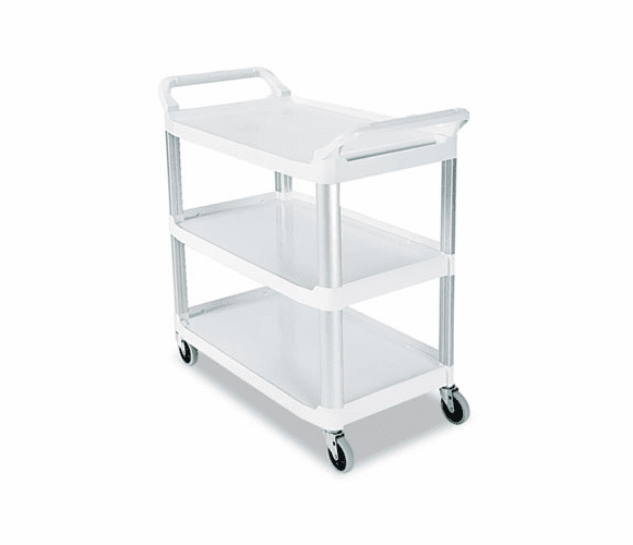 RCP409100CM Open Sided Utility Cart, 3-Shelf, 40-5/8w x 20d x 37-13/16h, Off-White By RUBBERMAID COMMERCIAL PROD.