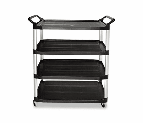 RCP409600BLA Open Sided Utility Cart, 4-Shelf, 40-5/8w x 20d x 51h, Black By RUBBERMAID COMMERCIAL PROD.