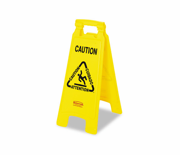 RCP611200YW Multilingual "Caution" Floor Sign, Plastic, 11 x 1-1/2 x 26, Bright Yellow By RUBBERMAID COMMERCIAL PROD.