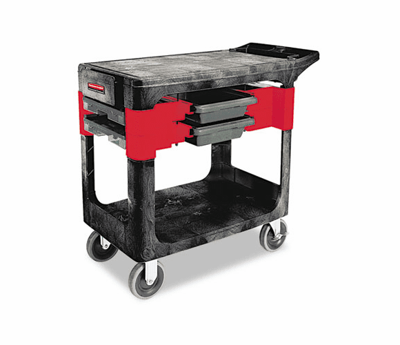 RCP618000BLA Trades Cart, 2-Shelf, 19-1/4w x 38d x 33-3/8h, Black By RUBBERMAID COMMERCIAL PROD.