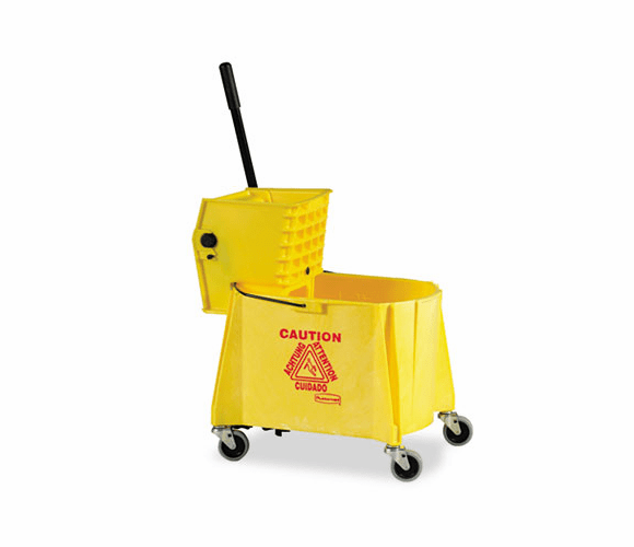 RCP618688YW WaveBrake 44-Quart Bucket/Sideward Pressure Wringer Combination, Yellow By RUBBERMAID COMMERCIAL PROD.