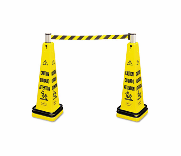 RCP628700YW Portable Barricade System, Plastic, 12 1/4 x 12 1/4 x 39 3/4, Yellow By RUBBERMAID