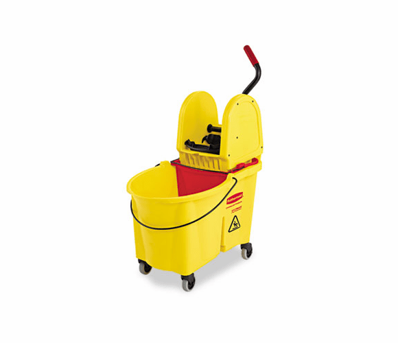RCP757688YW WaveBrake 44-Quart Bucket/Downward Pressure Wringer Combination, Yellow By RUBBERMAID COMMERCIAL PROD.