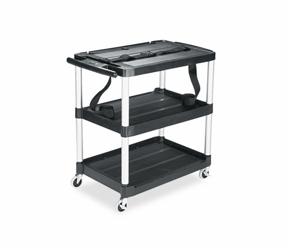 RCP9T28 Media Master AV Cart, 3-Shelf, 18-3/4w x 32-3/4d x 33h, Black By RUBBERMAID COMMERCIAL PROD.