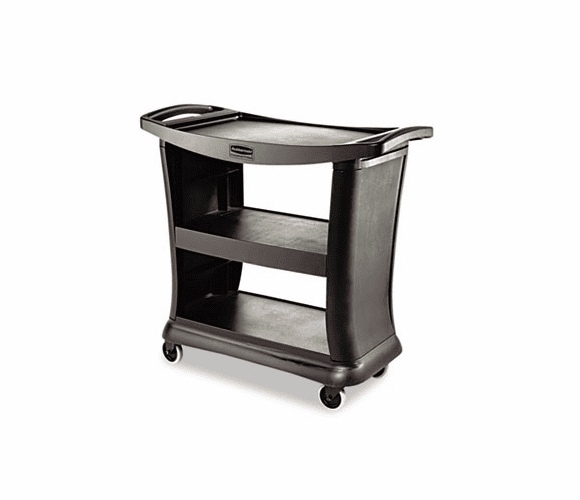 RCP9T6800BK Executive Service Cart, 3-Shelf, 20-1/3w x 38-9/10d, Black By RUBBERMAID COMMERCIAL PROD.