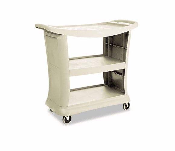 RCP9T6800PLAT Executive Service Cart, 3-Shelf, 20-1/3w x 38-9/10d, Platinum By RUBBERMAID COMMERCIAL PROD.