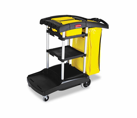 RCP9T7200BK High Capacity Cleaning Cart, 21-3/4w x 49-3/4d x 38-3/8h, Black By RUBBERMAID COMMERCIAL PROD.