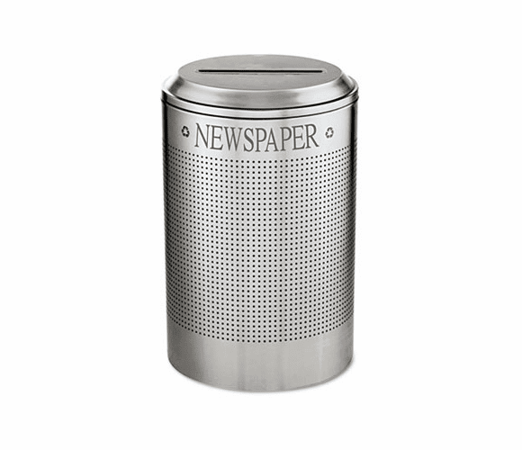 RCPDRR24PSM Silhouette Paper Recycling Receptacle, Round, Steel, 26 gal, Silver Metallic By RUBBERMAID COMMERCIAL PROD.
