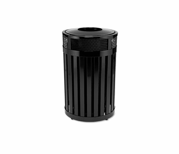 RCPMH24PLBK Avenue Small Open Top Waste Receptacle, Round, Steel, 23 gal, Black By RUBBERMAID COMMERCIAL PROD.
