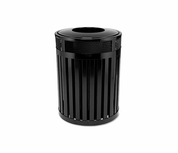 RCPMH46PLBK Avenue Large Open Top Waste Receptacle, Round, Steel, 37 gal, Black By RUBBERMAID COMMERCIAL PROD.