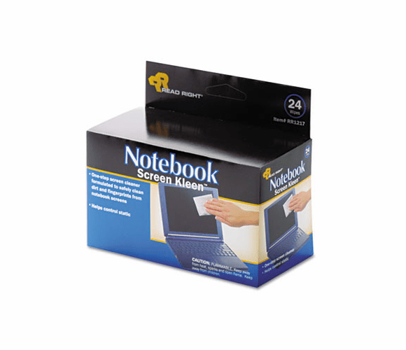 REARR1217 Notebook ScreenKleen Pads, Cloth, 2 1/2 x 5 1/4, White, 24/Box By READ/RIGHT