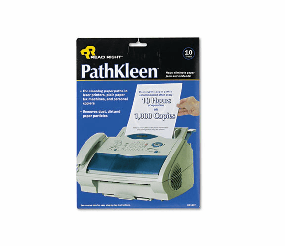 REARR1237 PathKleen Printer Roller Cleaner Sheets, 8 1/2 x 11, 10/Pack By READ/RIGHT
