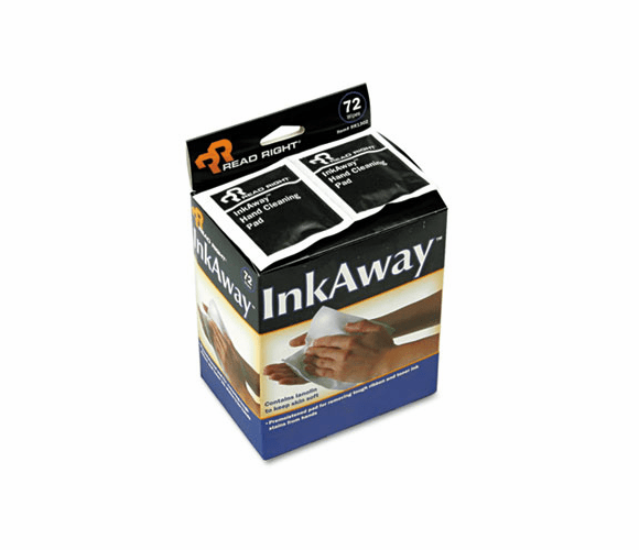 REARR1302 Ink Away Hand Cleaning Pads, Cloth, White, 72/Pack By READ/RIGHT