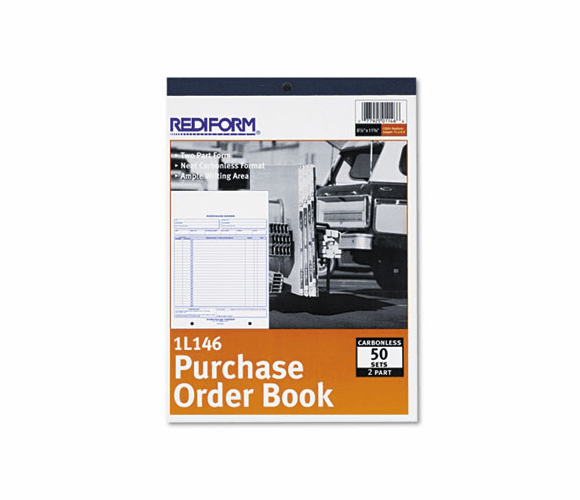 RED1L146 Purchase Order Book, Bottom Punch, Letter, Two-Part Carbonless, 50 Sets/Book By REDIFORM OFFICE PRODUCTS