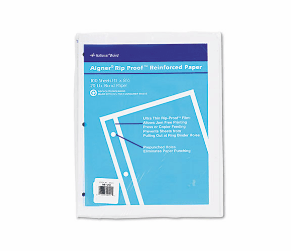RED20121 Rip Proof 20-lb, Reinforced Filler Paper, Unruled, 11 x 8-1/2, WE, 100 Sheets/Pk By REDIFORM OFFICE PRODUCTS