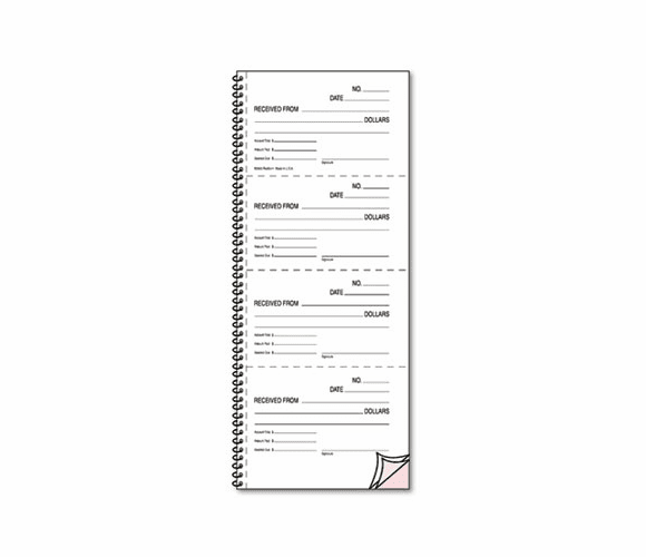 RED23L117 Money and Rent Unnumbered Receipt Book, 5 1/2 x 2 3/4, Two-Part, 500 Sets/Book By REDIFORM OFFICE PRODUCTS