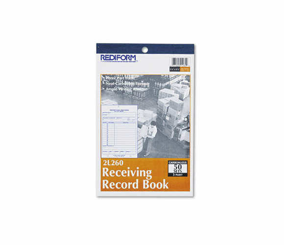 RED2L260 Receiving Record Book, 5 1/2 x 7 7/8, Three-Part Carbonless, 50 Sets/Book By REDIFORM OFFICE PRODUCTS