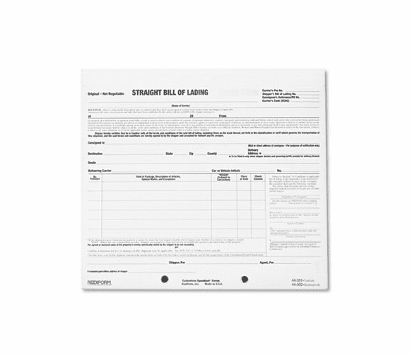 RED44301 Bill of Lading Short Form, 8 1/2 x 7, Three-Part Carbonless, 250 Forms By REDIFORM OFFICE PRODUCTS