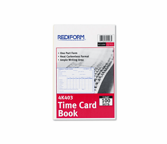 RED4K403 Employee Time Card, Weekly, 4-1/4 x 6, 100/Pad By REDIFORM OFFICE PRODUCTS