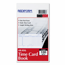 RED4K406 Employee Time Card, Daily, Two-Sided, 4-1/4 x 7, 100/Pad By REDIFORM OFFICE PRODUCTS
