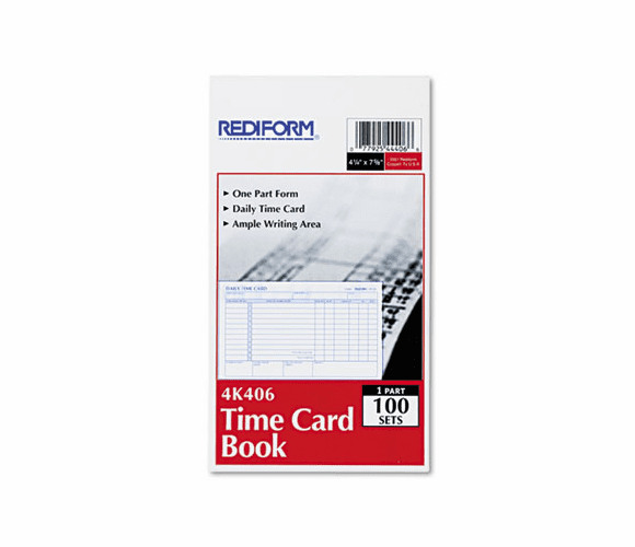 RED4K406 Employee Time Card, Daily, Two-Sided, 4-1/4 x 7, 100/Pad By REDIFORM OFFICE PRODUCTS