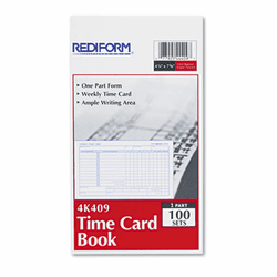 RED4K409 Employee Time Card, Weekly, 4-1/4 x 7, 100/Pad By REDIFORM OFFICE PRODUCTS