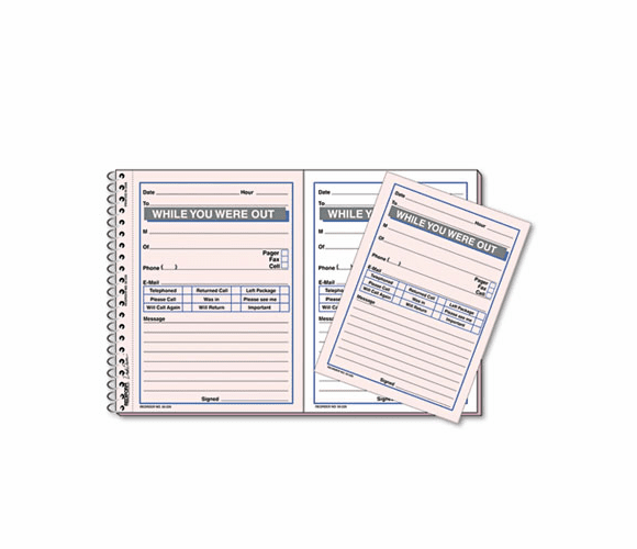 RED50226 Wirebound Message Book, 4 x 5 1/2, Two-Part, 100 Sets/Book By REDIFORM OFFICE PRODUCTS