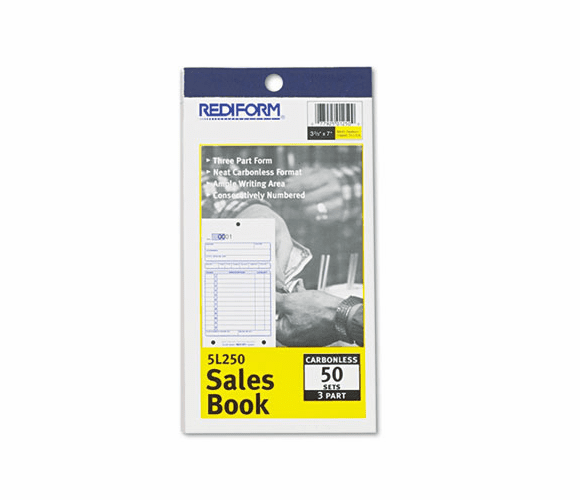 RED5L250 Sales Book, 3 5/8 x 6 3/8, Carbonless Triplicate, 50 Sets/Book By REDIFORM OFFICE PRODUCTS