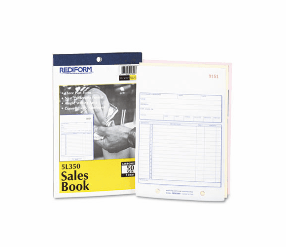 RED5L350 Sales Book, 5 1/2 x 7 7/8, Three-Part Carbonless, 50 Sets/Book By REDIFORM OFFICE PRODUCTS